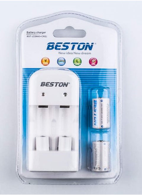 Beston Charger CR643 Double + 2 PCS CR2: Dual charger with two CR2 batteries, providing efficient charging for compatible devices.