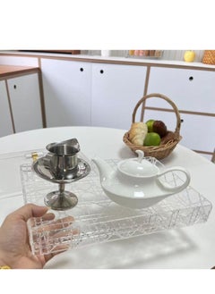 Laseta Acrylic Serving Tray with Lid - Clear | 100% BPA-Free Acrylic Tray | Versatile Storage and Display Solution for Banquets, Parties, and Home Use The tray   35.4*24.4*5.8CM  - Image 2
