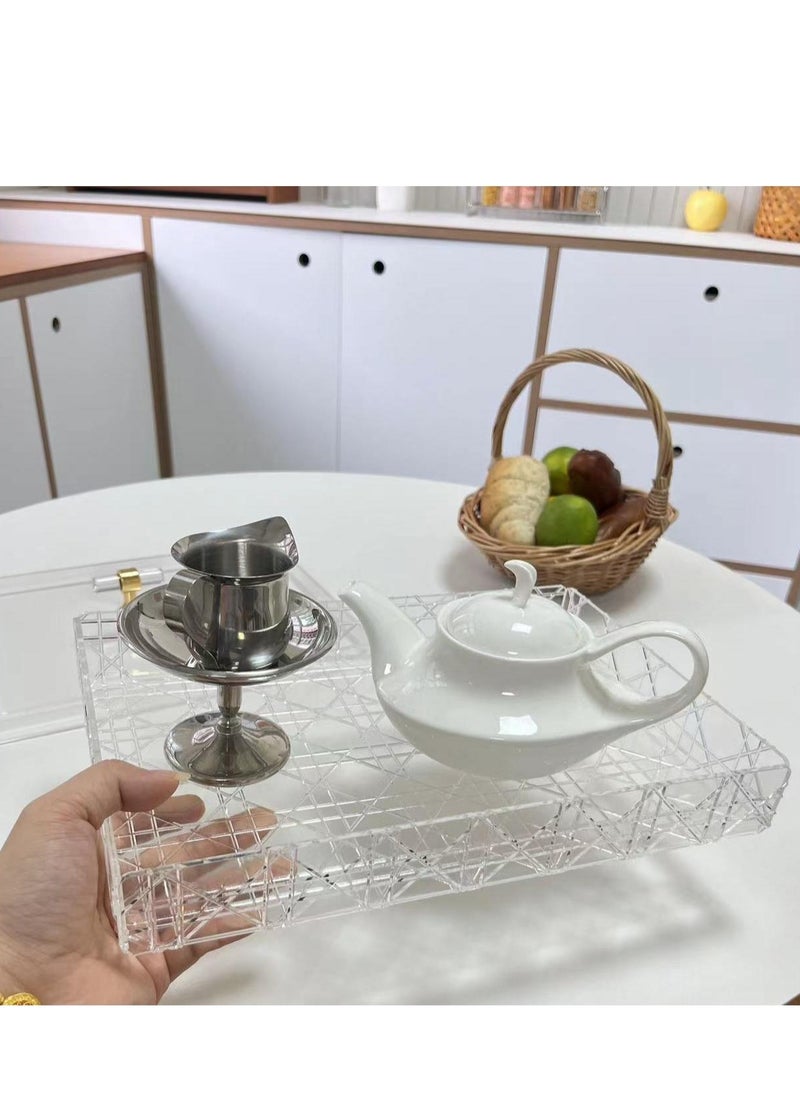 Laseta - Acrylic Serving Tray with Lid - Clear | 100% BPA-Free Acrylic Tray | Versatile Storage and Display Solution for Banquets, Parties, and Home Use The tray   35.4*24.4*5.8CM - Image 1