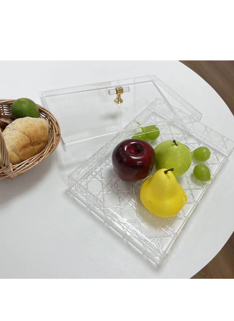 Laseta - Acrylic Serving Tray with Lid - Clear | 100% BPA-Free Acrylic Tray | Versatile Storage and Display Solution for Banquets, Parties, and Home Use The tray   35.4*24.4*5.8CM - Image 1