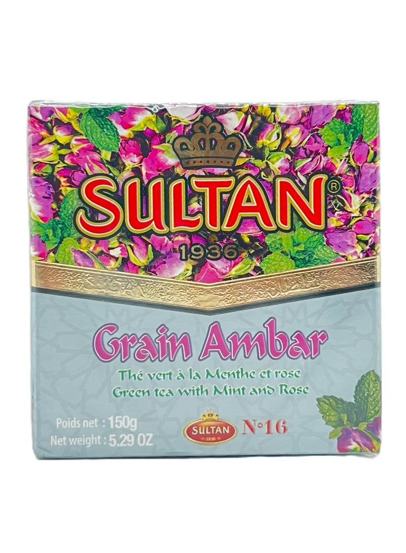 سلطان شاي سلطان جرين العنبر الأخضر بالنعناع والورد 150 جرام - Image 1