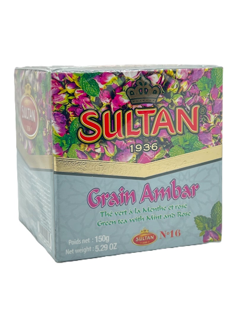 سلطان شاي سلطان جرين العنبر الأخضر بالنعناع والورد 150 جرام - Image 2