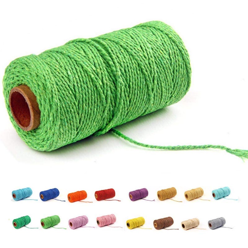 flipped 109 Yards15mm35 Colors Optional Cotton Baker Twine DIY Craft Macram Natural Cotton Craft Making Knitting Cord Rope DIY Wedding Decor Supply Christmas Wrapping String RopeGreen