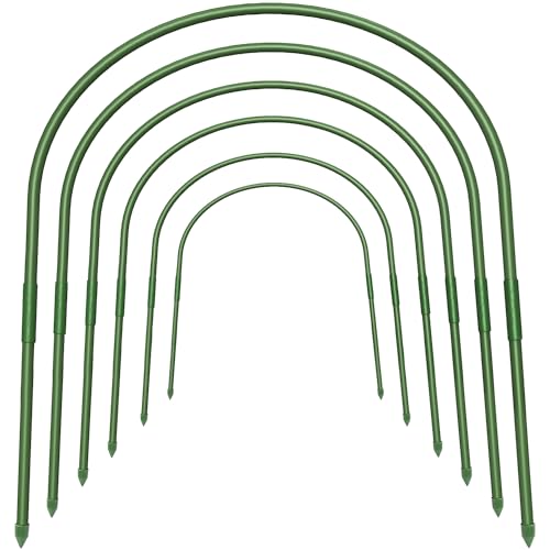 FOTMISHU 6Pcs Garden Hoops, 19.7"x23.6" Greenhouse Hoops Rust-Free Grow Tunnel, Garden Stake with Plastic Coated Plant Supports for Raised Beds Row Cover Garden Fabric - Image 1