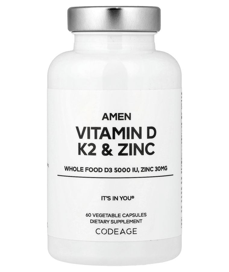 Codeage Amen Vitamin D K2 & Zinc 60 Vegetable Capsules