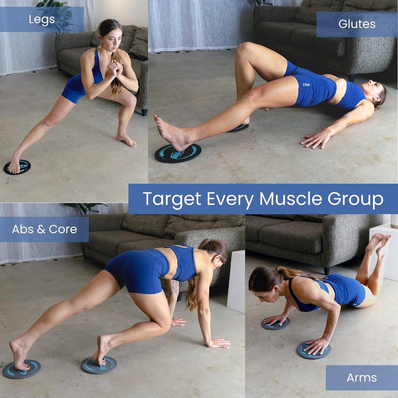 Gliding Discs for Working Out - Exercise Sliders for Carpet & Hardwood Floors 1 Pair, Authentic Workout Sliders Disc for Full Body Resistance Workout, Includes 4 Streaming Video Workouts - Image 2