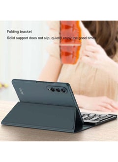 ELTRAZONE غطاء لوحة مفاتيح هاتف Samsung Galaxy Z Fold 4/ Z Fold 3 + حافظة هاتف، حافظة لوحة مفاتيح بلوتوث قابلة للطي والفصل والتشوه مع حامل لوحة مفاتيح من الجلد  - Image 3