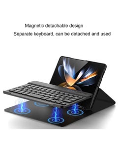 ELTRAZONE غطاء لوحة مفاتيح هاتف Samsung Galaxy Z Fold 4/ Z Fold 3 + حافظة هاتف، حافظة لوحة مفاتيح بلوتوث قابلة للطي والفصل والتشوه مع حامل لوحة مفاتيح من الجلد  - Image 4