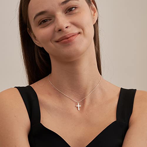 Tewiky Cross Necklace for women-Dainty 14k Gold Plated/Silver Plated Pendant Necklaces Simple Cross Pendant Necklace Cute Tiny Jewelry for Women - Image 4