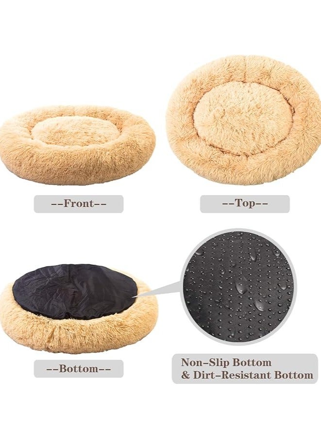 مورو مورو سرير كلاب مخملي تقويمي مع فراء ناعم وقاعدة بلاستيكية - عش مريح وقابل للغسل للحيوانات الأليفة - Image 4