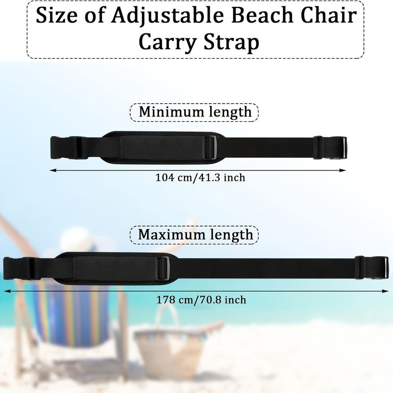 1 Set Adjustable Heavy Duty Black Folding Chair Carry Strap for Camping and Beach - Image 5