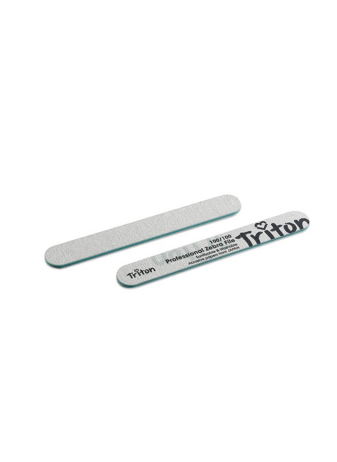 Triton - Triton Professional 100/100 Double Sided Nail Filer/Emery Board/Buffer/Polisher, Reusable Hard File Washable Manicure Pedicure Tool For Home N Salon - Image 1