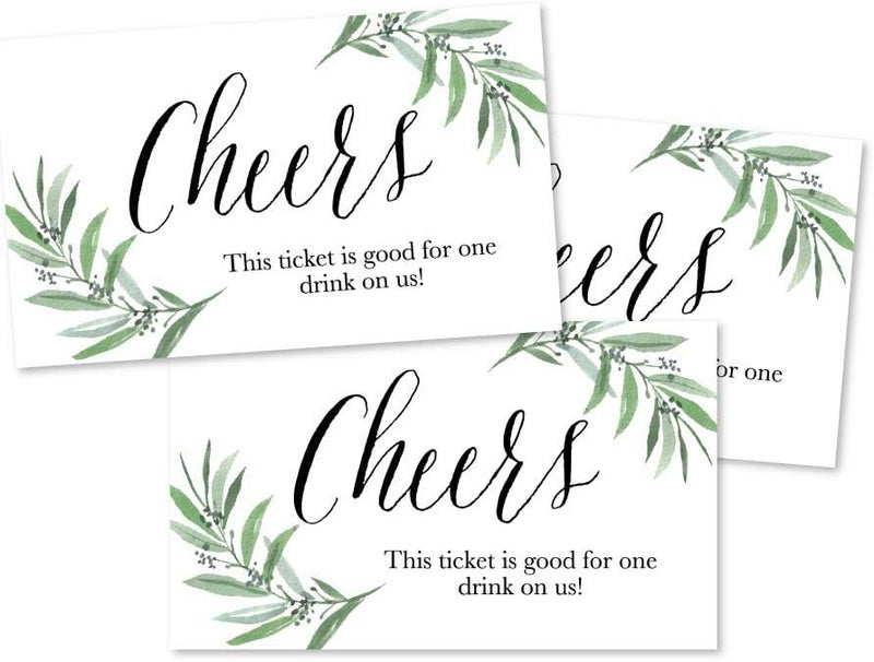 Hadley Designs 50 Greenery Eucalyptus Drink Coupons for Weddings and Events - Image 1