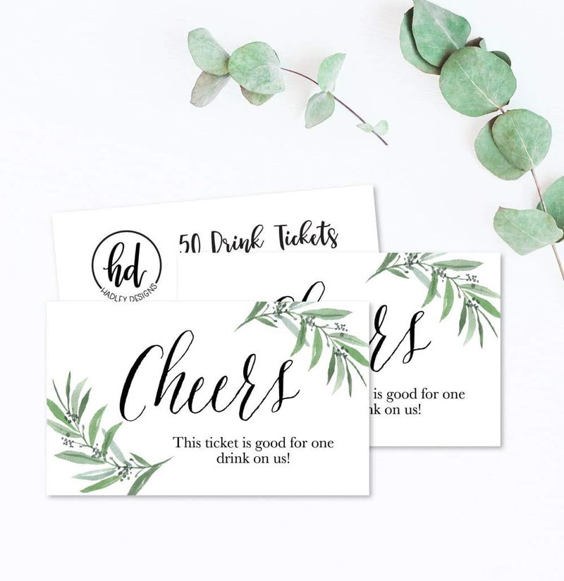 Hadley Designs 50 Greenery Eucalyptus Drink Coupons for Weddings and Events - Image 4