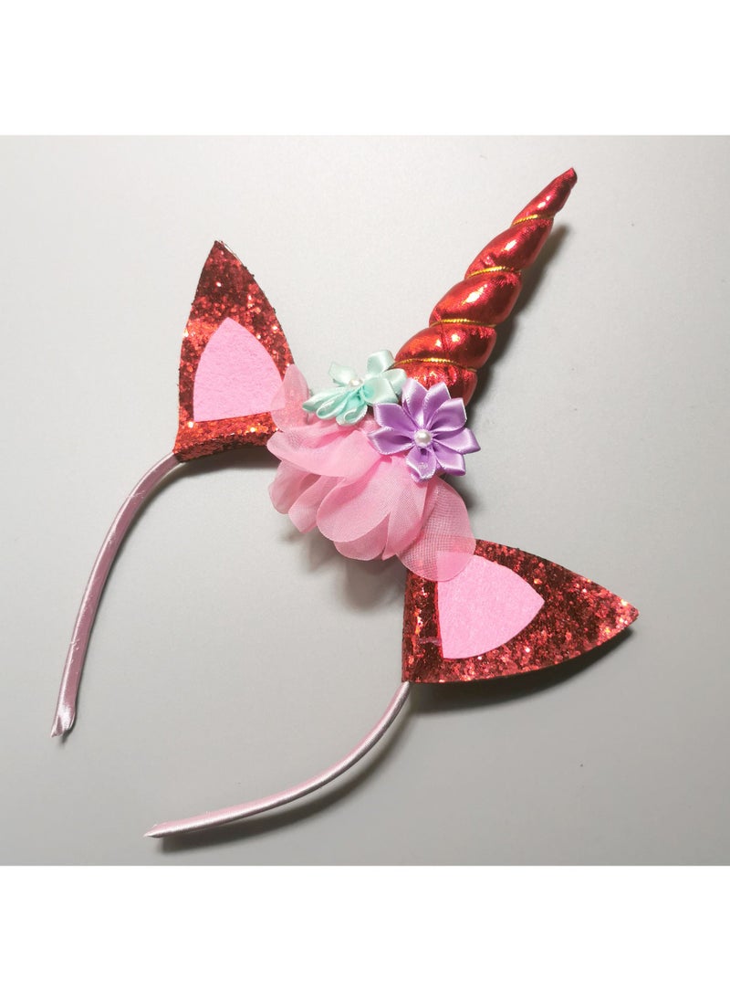 Generic Cross-border Explosions Childrens Day Headband Unicorn Cute Convex Skirt Headband Festival Stage Performance Wreath Hair Accessories Extreme Red