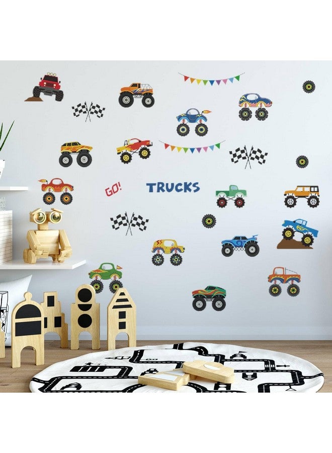 Saomour 25 Pieces Monster Truck Stickers Wall Decals Wall Stickers for Bedroom for Living Room Kids Bedroom Baby Nursery Playroom Wall Decor - Image 2