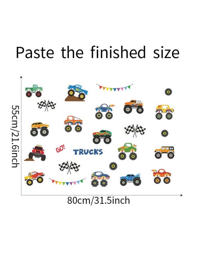 Saomour 25 Pieces Monster Truck Stickers Wall Decals Wall Stickers for Bedroom for Living Room Kids Bedroom Baby Nursery Playroom Wall Decor - Image 3