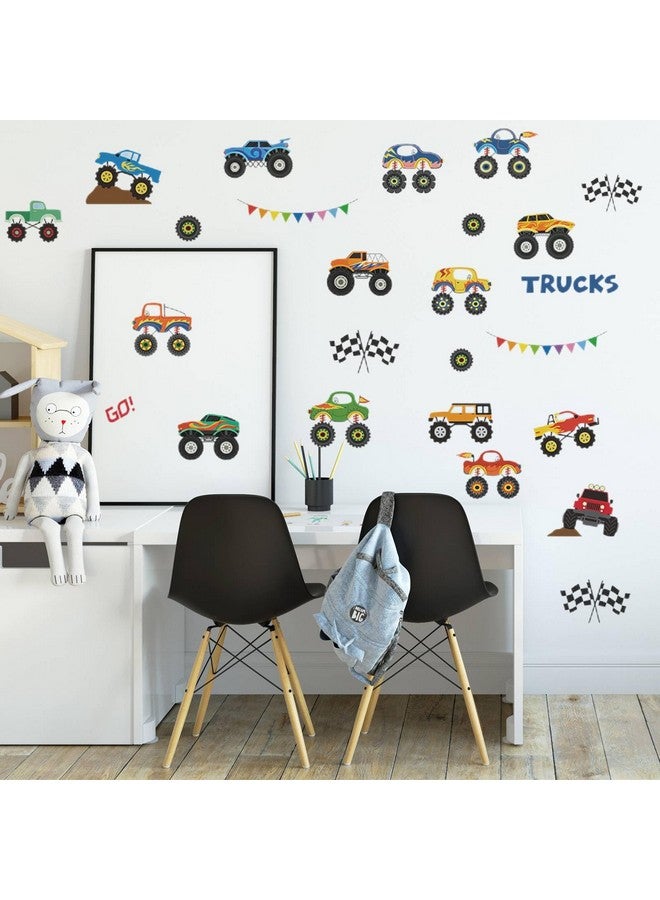 Saomour 25 Pieces Monster Truck Stickers Wall Decals Wall Stickers for Bedroom for Living Room Kids Bedroom Baby Nursery Playroom Wall Decor - Image 5