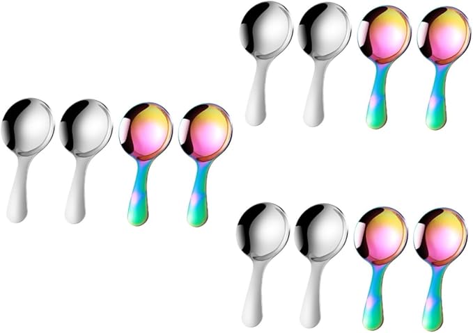 3 Stainless Steel Spoons Cute Practical Soup Dessert Spoons for Kids Food Grade - Image 1