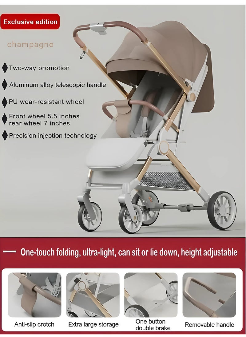 BABYCARA - Lightweight Baby Stroller for Newborn Aluminium Frame with Reversible Handle and Adjust Height Include Cup Holder & Storage Basket - Image 1