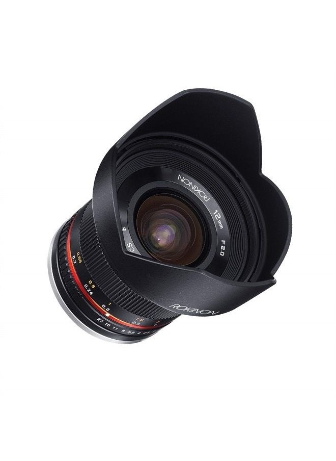 Rokinon 12mm F2.0 NCS CS Ultra Wide Angle Fixed Lens for Olympus and Panasonic Micro 4/3 (MFT) Mount Digital Cameras (Black) (RK12M-MFT)  - Image 1