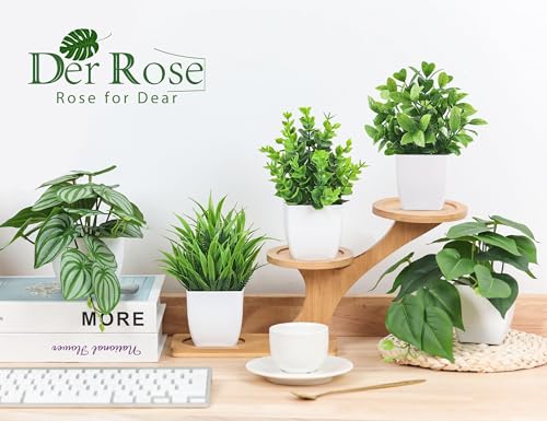 Der Rose 6 Pack Fake Plants Small Artificial Potted Plants Faux Plants for Home Office Desk Bathroom Aesthetic Farmhouse Room Decor Indoor - Image 4