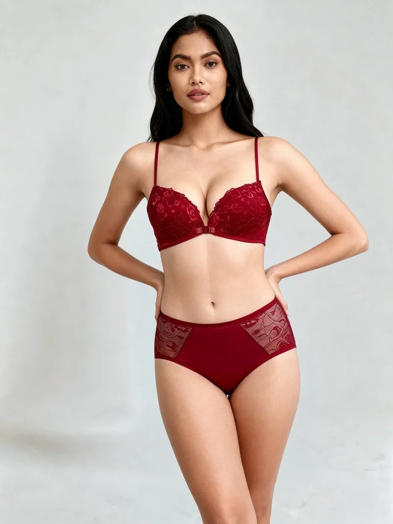 ليس اند مي  Sexy Lace Lingerie Set for Women – Designer Bra & Matching Panty | Romantic Intimates Wear