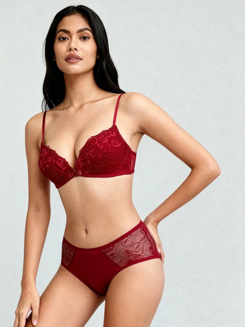 ليس اند مي  Sexy Lace Lingerie Set for Women – Designer Bra & Matching Panty | Romantic Intimates Wear