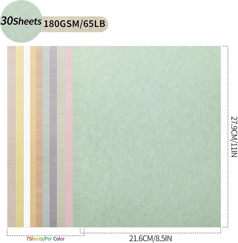PENPRIS Parchment Paper - 8.5” x 11” Letter Size Parchment Card Stock 65lb Heavyweight Paper Thick Vintage Paper PAP04 (8.5x11inch/70Sheets, 10 Mixed Colors) PAP04MX - Image 2