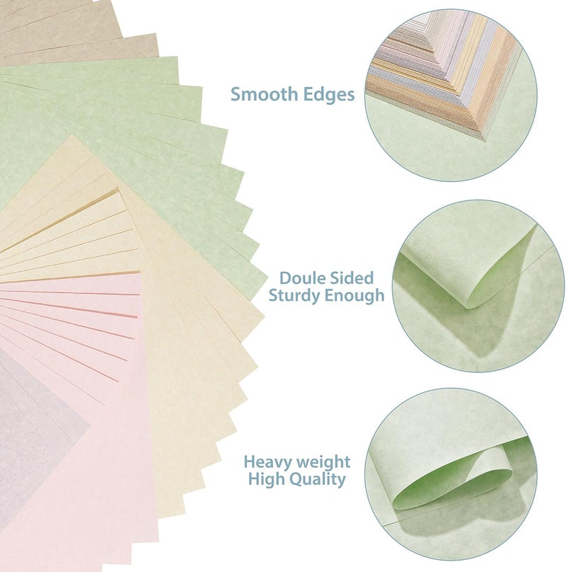 PENPRIS Parchment Paper - 8.5” x 11” Letter Size Parchment Card Stock 65lb Heavyweight Paper Thick Vintage Paper PAP04 (8.5x11inch/70Sheets, 10 Mixed Colors) PAP04MX - Image 3