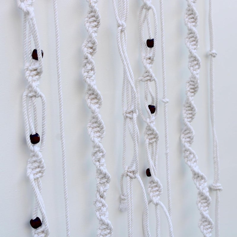 VAH- Kya Bat Hai !! VAH Kya Bat Hai White Jute Rope Macrame With Colourfull Wooden Clips and Beads Wall Dcor Photo Organizer Wall Hanging  - Image 3