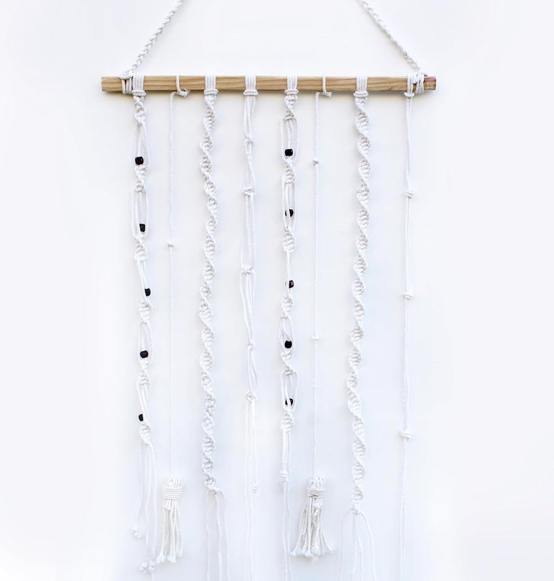VAH- Kya Bat Hai !! VAH Kya Bat Hai White Jute Rope Macrame With Colourfull Wooden Clips and Beads Wall Dcor Photo Organizer Wall Hanging  - Image 4