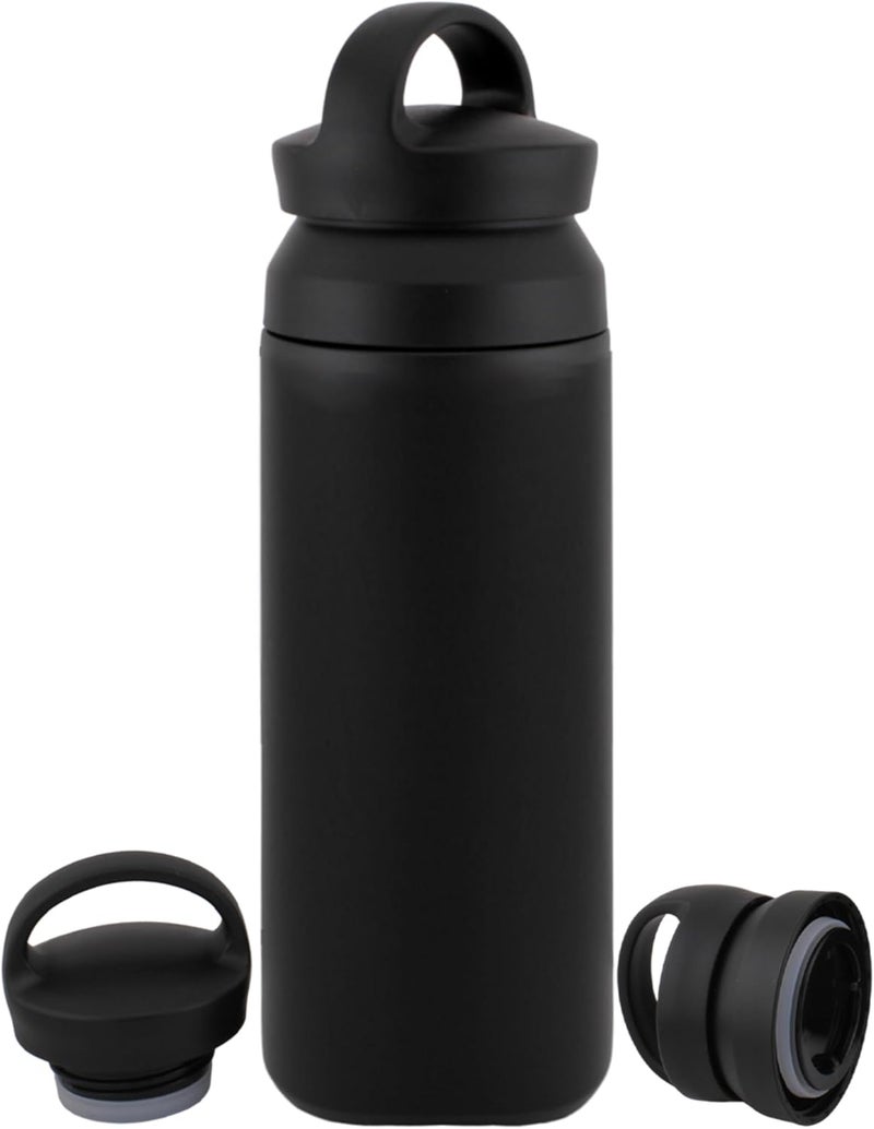 Cravista Stainless Steel Vacuum Insulated Thermos Bottle with Easy-to-Carry Hook Anti Scalding Reusable Tumbler Flask Sports Water Bottle for Hiking Biking Students Men Women (Black, 500) - Image 1