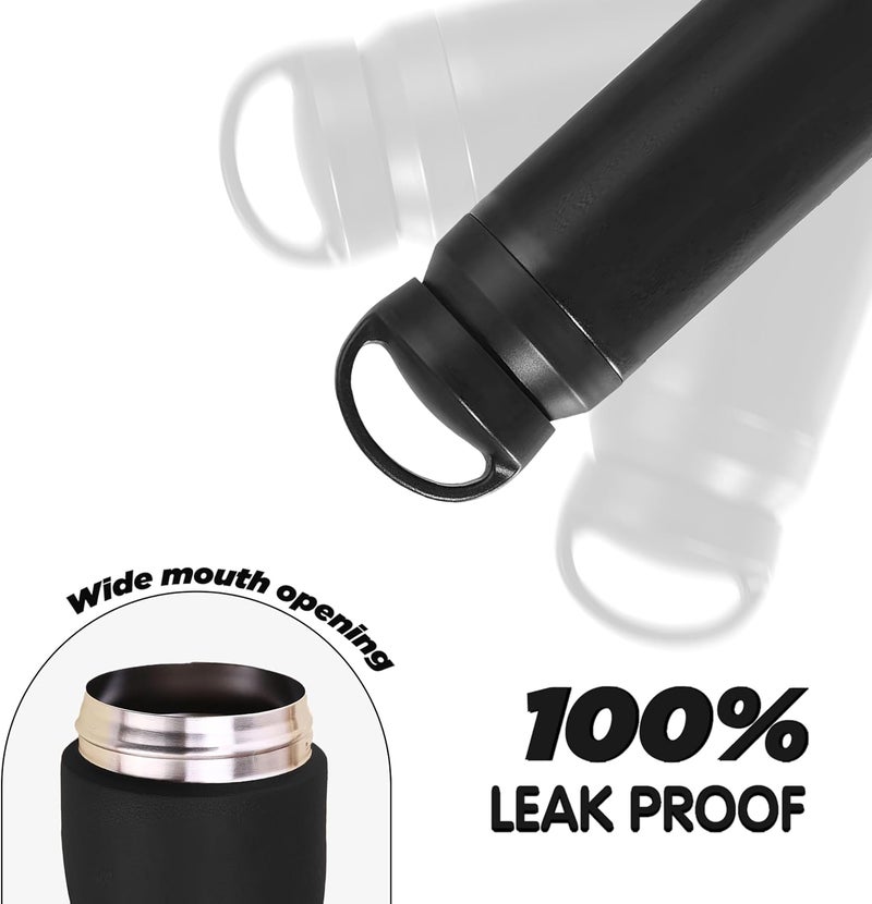 Cravista Stainless Steel Vacuum Insulated Thermos Bottle with Easy-to-Carry Hook Anti Scalding Reusable Tumbler Flask Sports Water Bottle for Hiking Biking Students Men Women (Black, 500) - Image 5