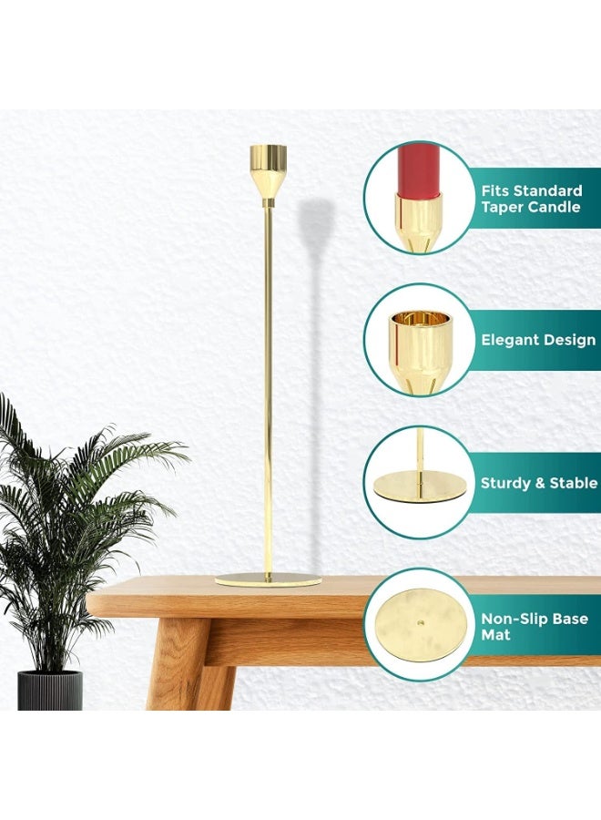 Home Care حاملات الشموع، معدنية – ذهبية، مجموعة من 3 - Image 4