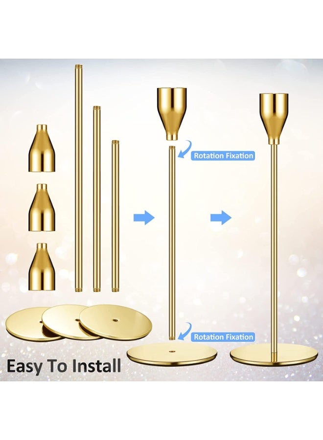 Home Care حاملات الشموع، معدنية – ذهبية، مجموعة من 3 - Image 5