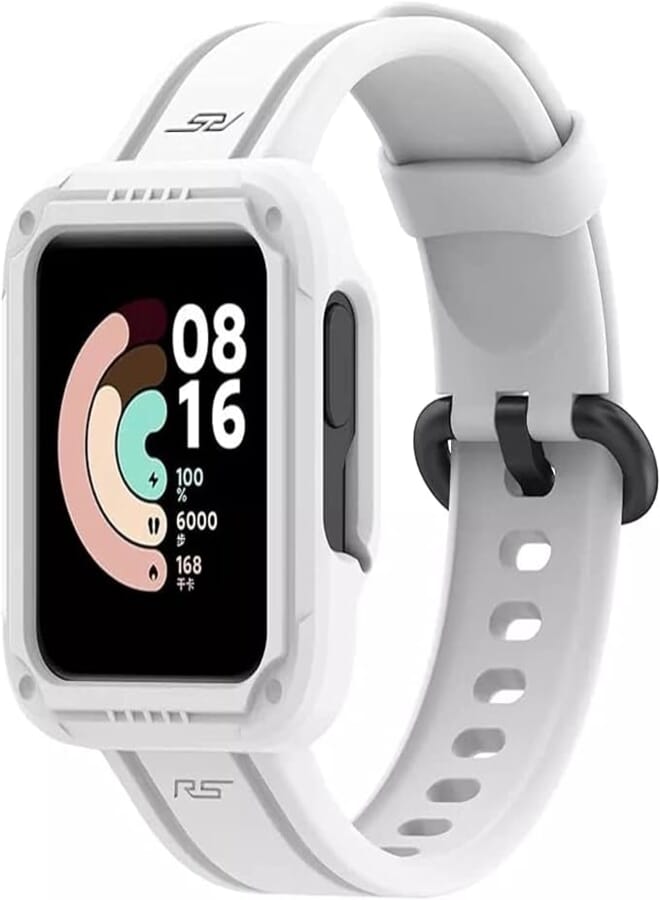 Dado Case with Band compatible with Xiaomi Mi Lite 2, Rubber strap and Full case covering all watch edges (White)