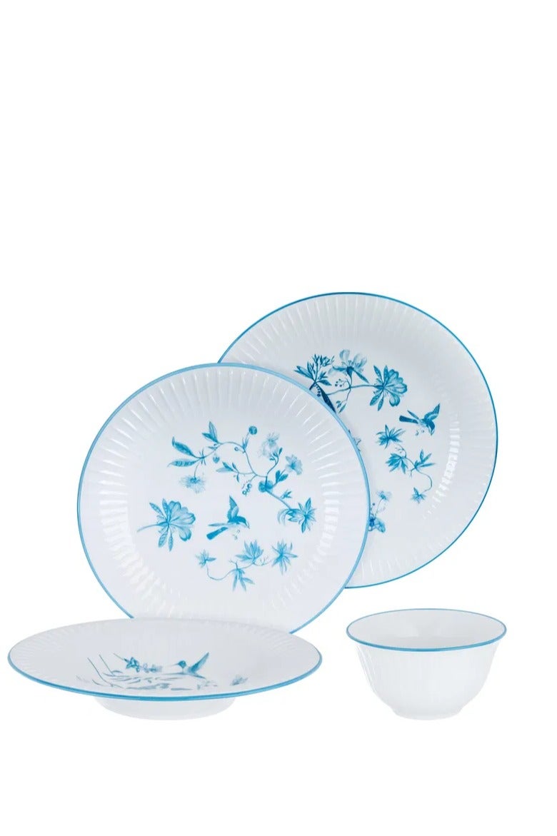 السيف غاليري طقم سفرة بورسلان بنقش أزرق السيف غاليري، 24 قطعة - أبيض - Image 1