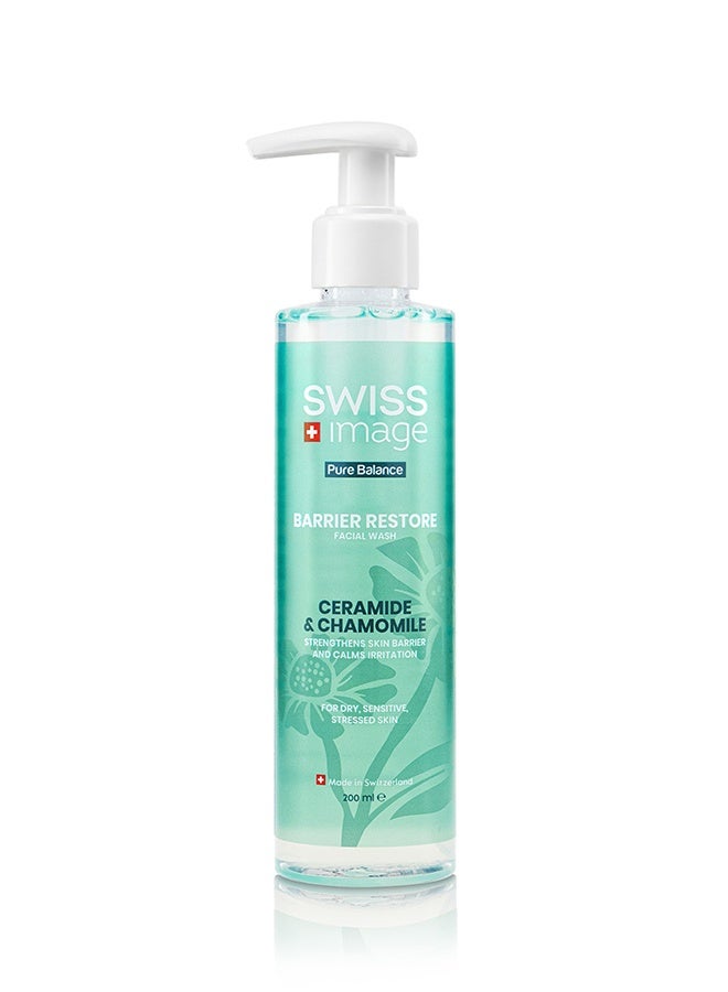 Swiss Image Pure Balance Barrier Restore Face Wash 200 ml | Ceramides, Chamomile, Panthenol & Alpine Glacier Water | Repairs Skin Barrier, Soothes & Hydrates | Dry & Sensitive Skin | For Men & Women - Image 1