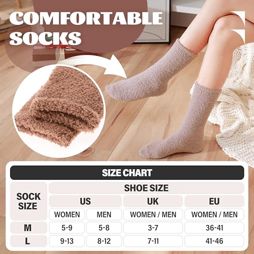 ANTSANG Fuzzy Socks for Women Men Slipper Fluffy Cozy Warm Winter Thick Plush Crew Socks 5 Pairs(Plain I,M) - Image 5