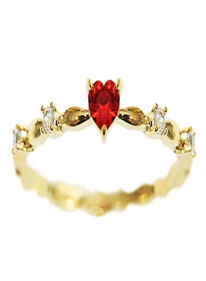 Koguxuix 14k Gold Red Ruby Love Heart CZ Crystal Diamond Rings Fairy Style Elegant Red Zircon Peach Heart Ring Women Anniversary Engagement Wedding Gemstone Rings for Women Size 6-10(10) - Image 1