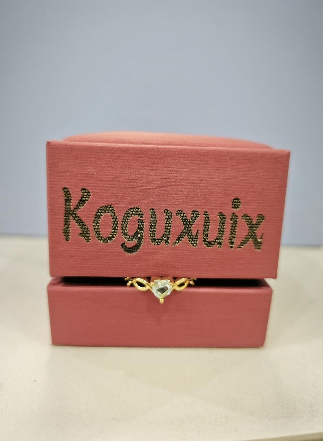 Koguxuix 14k Gold Red Ruby Love Heart CZ Crystal Diamond Rings Fairy Style Elegant Red Zircon Peach Heart Ring Women Anniversary Engagement Wedding Gemstone Rings for Women Size 6-10(10) - Image 4