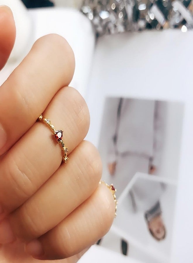 Koguxuix 14k Gold Red Ruby Love Heart CZ Crystal Diamond Rings Fairy Style Elegant Red Zircon Peach Heart Ring Women Anniversary Engagement Wedding Gemstone Rings for Women Size 6-10(10) - Image 5
