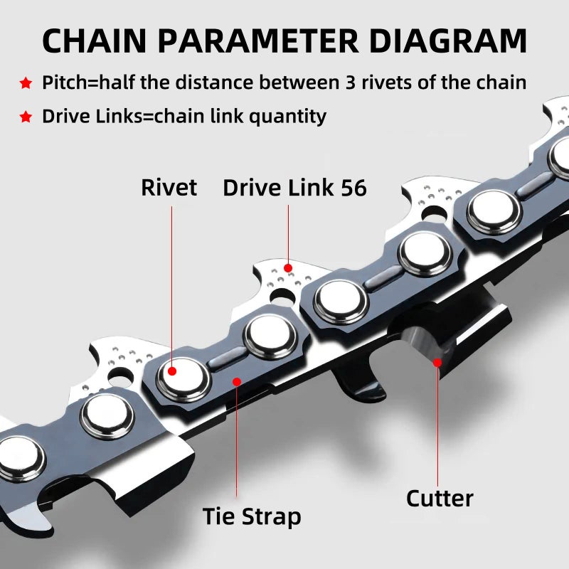 Fifchall 2 Pack 16 Inch Chainsaw Chain 56 Drive Links .050" Gauge, 3/8" Pitch, 16" Replacement Chain Low-Kickback Chainsaw Chains Compatible with Craftsman, Echo, Homelite, Poulan and more - Image 4