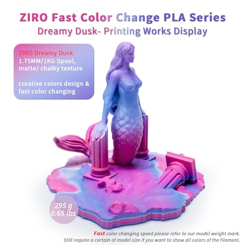 ZIRO Fast Color Changing PLA, Matte Multi Colors Filament 1.75mm, Matte Rainbow 3D Printer Filament, Dimensional Accuracy +/-0.03mm, Fit Most 3D Printers, 1KG/ 2.2lbs Spool, Dreamy Dusk - Image 2