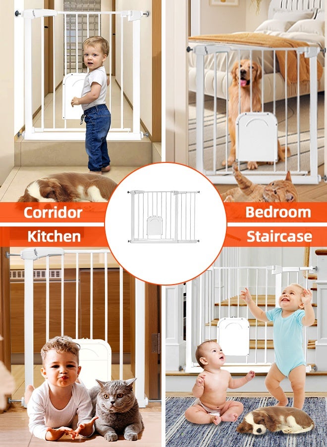Beauenty Baby Gate for Stairs, Toddler Safety Essentials for The House, Maximum Suitable For 114 cm,Including 30cm Extension Rack Auto Close Gate for Doorways, Mom's Choice Awards Winner-Easy Install Pressure Mounted Pet Gates , White ﻿ - Image 4
