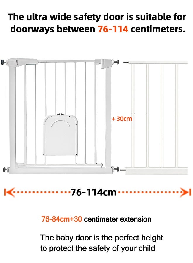 Beauenty Baby Gate for Stairs, Toddler Safety Essentials for The House, Maximum Suitable For 114 cm,Including 30cm Extension Rack Auto Close Gate for Doorways, Mom's Choice Awards Winner-Easy Install Pressure Mounted Pet Gates , White ﻿ - Image 2