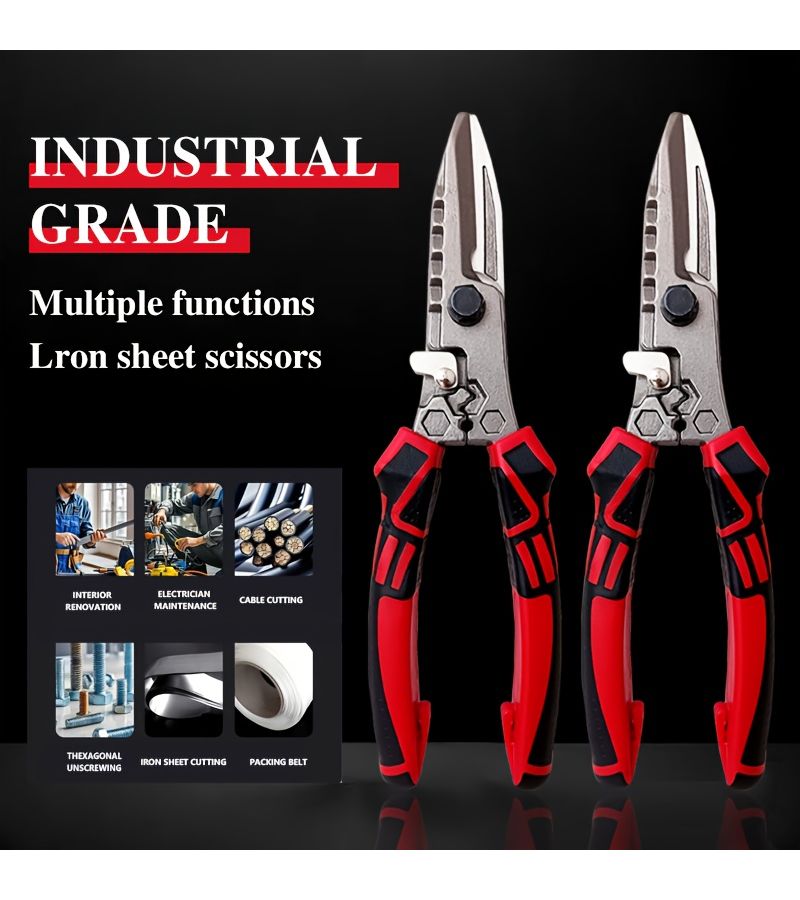 1pc Industrial Scissors Heavy Duty Multi Function Sheet Metal Cutter Wire Stripping Crimping Clamping And Cable Cutting Tool For Industrial Maintenance And Home Repair - Image 4
