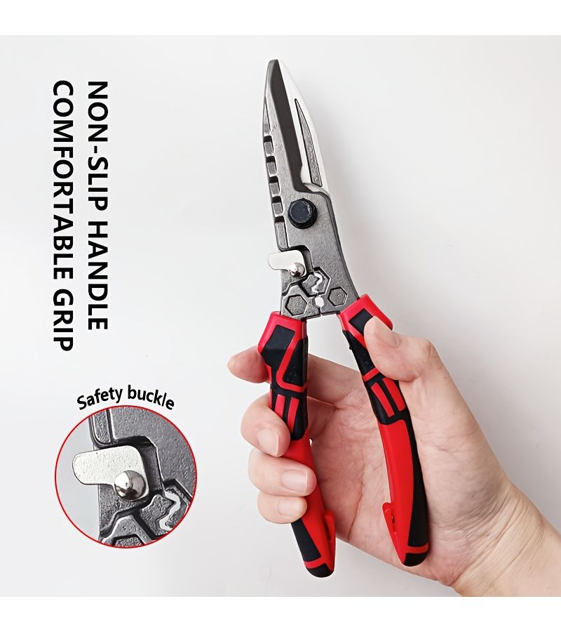 1pc Industrial Scissors Heavy Duty Multi Function Sheet Metal Cutter Wire Stripping Crimping Clamping And Cable Cutting Tool For Industrial Maintenance And Home Repair - Image 2