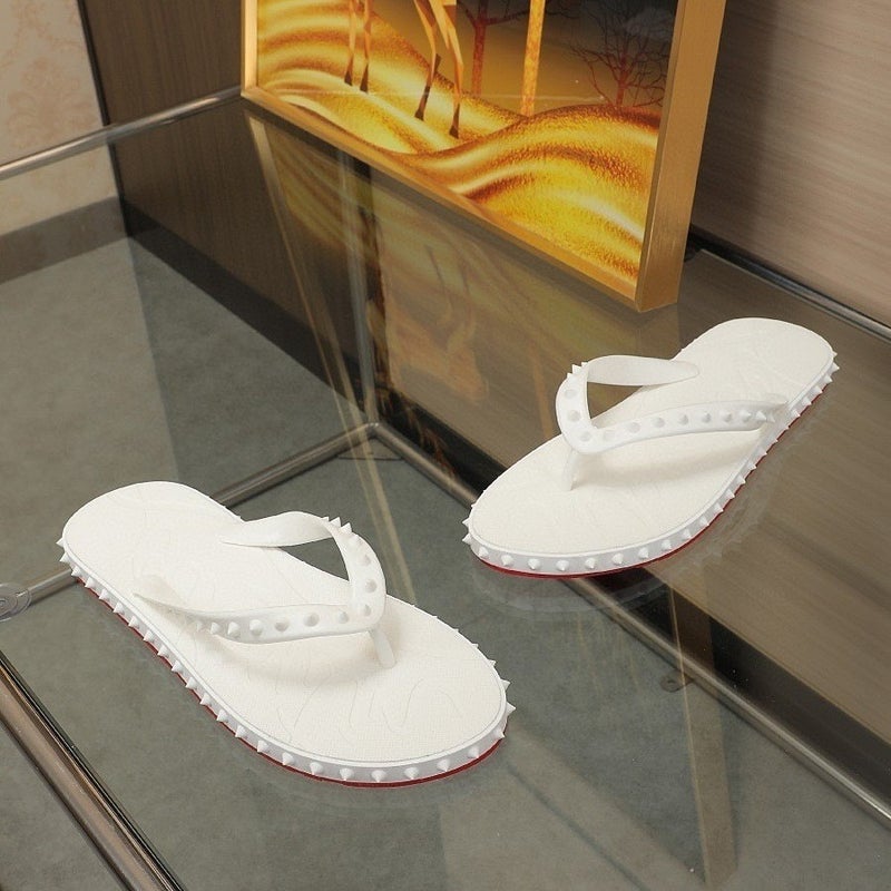 LTTL European Style Red Sole Rivet Non-Slip Flat Sandal for Beach and Outdoor Use - Perfect Couple's Choice
